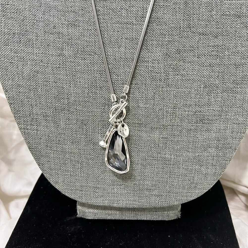 Fashion Jewelry BoHo Chic Style Silver Plated Necklace With Charms. Measures 30”